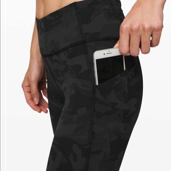 Lululemon Pace Rival Crop *22"Incognito Camo Multi Grey / Black sz 4 - Picture 2 of 10